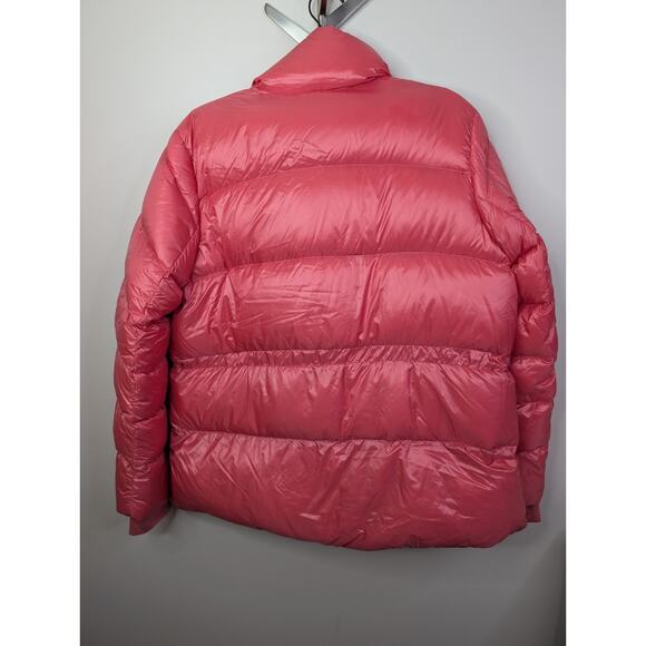 Athleta Lofty Sz L Coral/pink Nylon Goose Down Zip Packable Puffer Coat Jacket - Picture 7 of 11